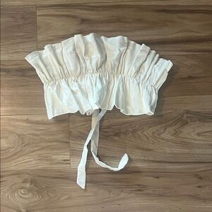 Indikah Ivory Ruffled Tie Back Crop Top